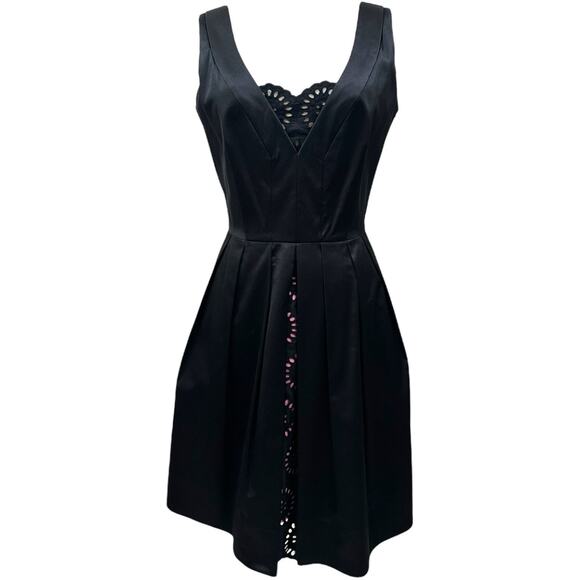 Diane von Furstenberg Black Satin Cocktail Fit & Flare Mini Dress - Picture 1 of 7